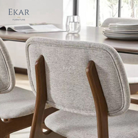 Chaises de salle à manger contemporaines personnalisées, rembourrées en tissu, pieds en bois massif, luxe