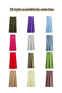 Váy midi dài lưng cao chất liệu satin kiểu Pháp bằng polyester dành cho nữ, có 15 màu, thanh lịch để mặc hàng ngày hoặc dự tiệc - Product Image 3
