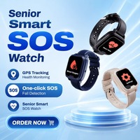 Montre connectée GPS pour personnes âgées avec détection de chute, mesure de la pression artérielle et de l'oxygène, étanche IP67, SOS, 4G LTE