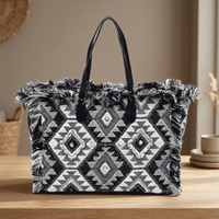 Sacs à bandoulière et messager pour femmes, style bohème vintage, en toile, avec fermeture éclair, détails boutonnés, franges en fil et pompons, haute qualité