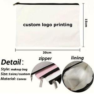 Custom Cotton Canvas Custom Shopping Bags <b>Small</b> Zipper Cotton Canvas <b>Handbag</b> and Cosmetic Bag - Product Image 3