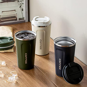Mug à café isotherme réutilisable de qualité supérieure, 380 ml, en acier inoxydable 304, sans BPA, anti-transpiration, <span class=keywords><strong>tasse</strong></span> thermique longue durée pour le bureau et les voyages - Product Image 5