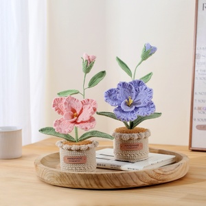 Flor Artificial Hecha a Mano de Ganchillo, Rosa, Lirio de los Valles, Tulipán, Decoración para el Hogar, Tejido de Hilo, <span class=keywords><strong>Maceta</strong></span> de Escritorio para Oficina - Product Image 2