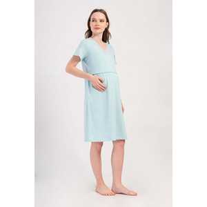 Tunique de maternité pour femme à col en V en dentelle avec détail nœud et taille froncée, idéale pour la nuit - Product Image 3