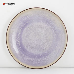 OEM ODM Usine chinoise Vente en gros Style japonais Couleur bleue émaillée 8 "10" Ustensiles de cuisine en céramique Assiette à dîner Plats - Product Image 3