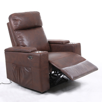 Fauteuil inclinable électrique en cuir, fabrication sur mesure, porte-gobelets, boîte de rangement, canapé inclinable