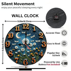 Round Wooden Wall <b>Clock</b> 25cm Rustic Country Silent Farmhouse Bedroom Living Room Wall <b>Clock</b> - Product Image 5