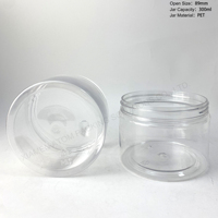 Pot cylindrique transparent en PET écologique de 89 mm, 10 oz, à large ouverture et couvercle à vis, 300 ml, pour le stockage de collations, biscuits, épices, poudres et aliments secs