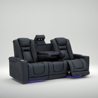 Ensemble de canapés inclinables électriques modernes de luxe en cuir blanc avec télécommande et fonction extensible pour cinéma maison VIP