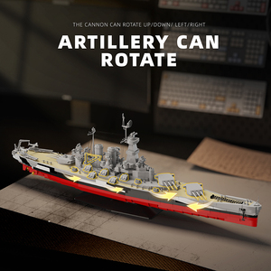 Kit modello in scala 1/300 nave della marina nave portaerei corazzata Ww2 Uss North Carolina classe corazzata Set di blocchi - Product Image 5