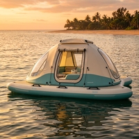 Bateau-tente flottant gonflable en PVC imperméable pour le camping aquatique avec fenêtre transparente