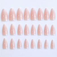 Ongles en amande rose et blanc ombré, faux ongles français à presser, fabriqués à la machine en ABS, 24 pièces, ongles en amande longueur moyenne pour femmes
