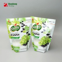 Sachet d'emballage composite en plastique recyclable à fenêtre transparente, imprimé en héliogravure sur mesure, à huit soudures latérales, pour raisins secs