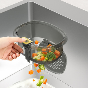 2026 Wholesale Stainless Steel Kitchen <b>Sink</b> <b>Strainer</b> Basket Translucent Black Hanging Colander Dishwasher Safe Food Waste - Product Image 4