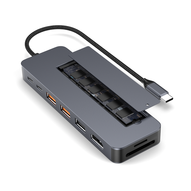 9 in 1 USB C Hub with M.2 NVMe SSD Slot 10Gbps, 4K60Hz HDTV 100W PD USB-C/USB-A 3.2, SD/TF Card Reader Laptop Docking Station