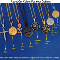 Pendentif Croix de Jésus Populaire en Acier Inoxydable, Bijou Chrétien Tendance, Crucifix Plaqué Or 24 carats, Collier Pendentif pour Homme, Cadeau de Remise de Diplôme