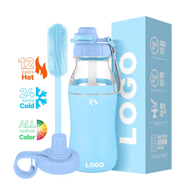 Vendita calda 24oz Logo personalizzato pallone sottovuoto isolato bottiglia di acqua doppio pezzo materiale per i bambini di nuovo a scuola