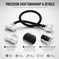 Câble de Faisceau de Câblage Personnalisé à 65 Cœurs avec Connecteurs Double Rangée et Gaine Tressée Noire pour Contrôle Électronique de PCB Industriel