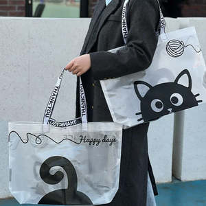 Bolsa de compras tejida de nailon PP reciclable de gran tamaño de fábrica al por mayor, bolsa de comestibles con logotipo personalizado y doble ASA - Product Image 3