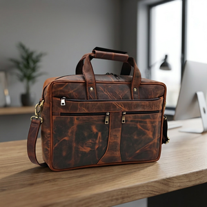 Maletín para Portátil de Cuero Genuino Clásico BS INTERNATIONAL, Correa para el Hombro, Estilo Coreano, Duradero, Portátil, Impermeable, para Uso Diario - Product Image 1