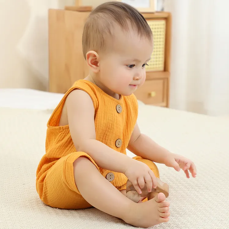 Macacão de bebê sem mangas para recém-nascidos, macacão de algodão macio MICHELY, roupa de verão para bebês