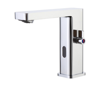 Robinet de lavabo moderne sans contact à infrarouge en laiton et céramique, monotrou, chaud et froid, finition dorée