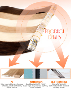 Largo # Extensiones de Cabello Humano Virgen Ruso con Cinta Adhesiva 1006 (Color Claro) Cabello Ruso con Cinta Adhesiva 100% Humano - Product Image 2