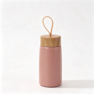 280ml 304 Stainless Steel Vacuum Insulated Mini Water <b>Bottle</b> with Wood Grain Lid Portable Thermal <b>Coffee</b> Mug for Travel Gift - Product Image 4
