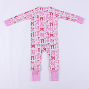 Großhandel 95% Bambus 5% Spandex Pyjamas Kleinkinderbekleidung mit Individuell Bedrucktem Logo Neugeborenen-Reißverschluss-Strampler aus Bambus - Product Image 4