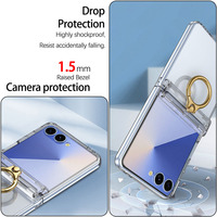 Pour Samsung Galaxy Z Flip 8 7 6 5 Étui pliable de luxe électro-plaqué 360 °   Étui antichoc à couverture intégrale avec support rotatif