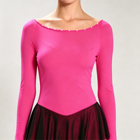 Robe de patinage artistique pour femme, rose foncé, en spandex extensible, pour entraînement et compétition, tenue de patinage thermique et chaude, classique, à manches longues