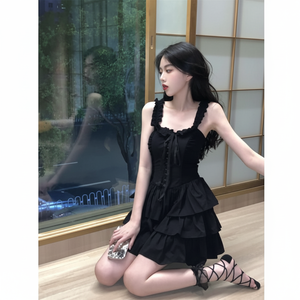 French Strap One Piece Jupe de gâteau à volants sexy pour femmes Robes de carrière Pure Lust - Product Image 1