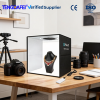 PULUZ Kit de studio photo pliable 40 cm avec anneau lumineux LED, 3 températures de couleur, CRI élevé, tente et 6 toiles de fond double face pour petits objets