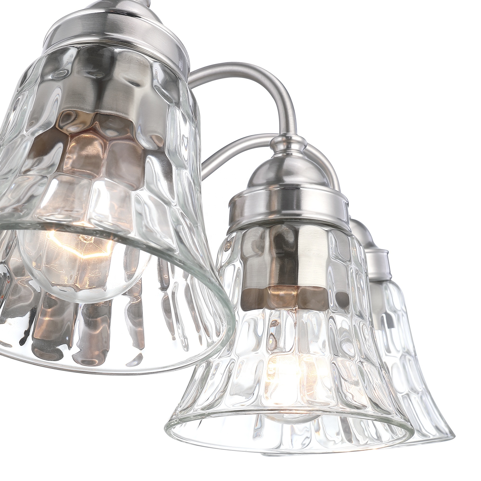 Modern Vanity Light Brushed Nickel Bathroom Light Fixtures Wall Light Over Mirror Wall Sconces with clear Water Glass Shades · image 5