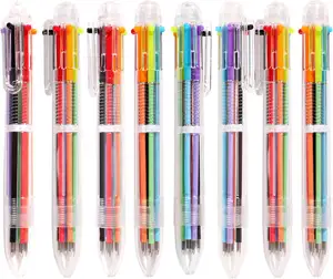 6-in-1 Multicolor 6 Colors Transparent Barrel Ballpoint Pen 6 Colors