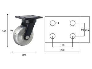 12 polegadas Industrial reforçado Super Heavy Duty rodízio <span class=keywords><strong>300mm</strong></span> alta capacidade de carga roda rodízio com placa - Product Image 2