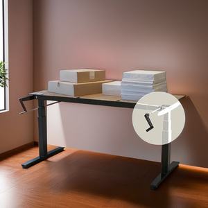 โต๊ะนั่งปรับระดับความสูงได้แบบปรับความสูงได้เป็นมิตรกับสิ่งแวดล้อมใช้ในสำนักงานขาหมุนด้วยมือแบบพรีเมียม - Product Image 1