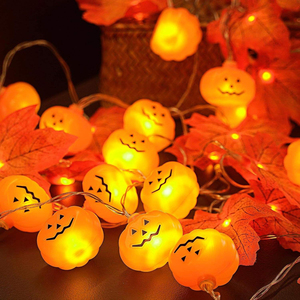 Mini Pumpkin LED String Lights Halloween Easter Independence Day Decorations Ghost Skull Indoor Festival Props - Product Image 3