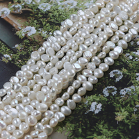 Perles d'eau douce en gros de 18 cm, 4-5 mm, couleur blanche, perles baroques d'eau douce