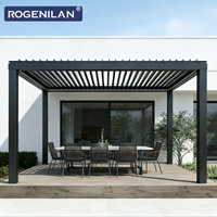 Pergola bioclimatique motorisée intelligente de luxe Rogenilan pour jardin, toit à lamelles réglables, pavillon extérieur en aluminium, gazebo