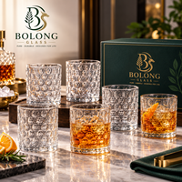 Verre à whisky personnalisé avec logo, 280 ml, en verre gaufré, style Old Fashioned, base épaisse, pour cocktails, cadeau pour homme, Bolong