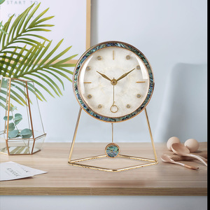 Seashell Desk Clock Circular Quartz Movement Home Decor Elegant Table Clock For Living Room Interior Design Ornament - Product Image 3