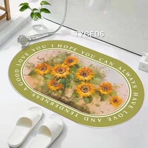 חם מוכר באיכות גבוהה חדר אמבטיה מחצלת דיאטום מהיר יבש אמבט שטיח שטיח אנטי בקטריאלי קומה דלת סגלגל גומי - Product Image 3