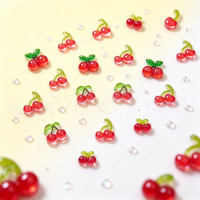 Breloques 3D transparentes en résine en forme de petites cerises, ornements brillants pour ongles en forme de fruits, mini décorations mignonnes pour manucure DIY et ongles à presser