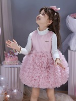 Robe de princesse en tulle crochetée pour filles avec jupe en maille superposée, haut de veste moelleux et doux pour les bébés filles et les tout-petits