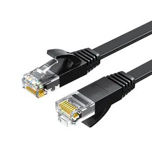 Câble de raccordement Ethernet Cat6 noir 10ft réseau Internet et câble d'ordinateur avec connecteurs RJ45 câble Ethernet plat Cat 6 pour Lan