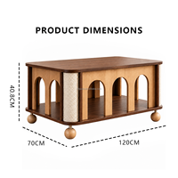 Table basse en bois multifonctionnelle pour animaux de compagnie, mobilier pour chats et chiens, rectangulaire et mobile pour salon