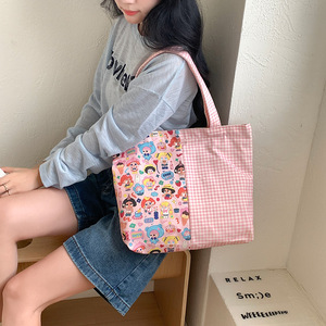 Nouveau sac fourre-tout en toile à fermeture éclair pour femme, grande capacité, style dessin animé, idéal pour étudiante, professeur ou navetteuse - Product Image 4