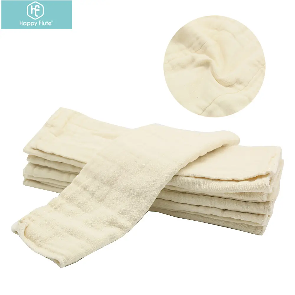 Happyflute Prefold Unbleache mussola di cotone inserto per pannolini per bambini 6 strati inserto per pantaloni in tessuto per neonati 36.5*33.5cm