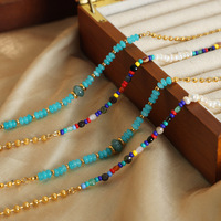 Collier vintage en pierres naturelles, nouveau design fait main avec perles de pierres naturelles, bijoux DIY tendance